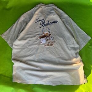 Tommy Bahama Mens Large Silk Camp Shirt Dice Drink Hawaii Casual Button Down